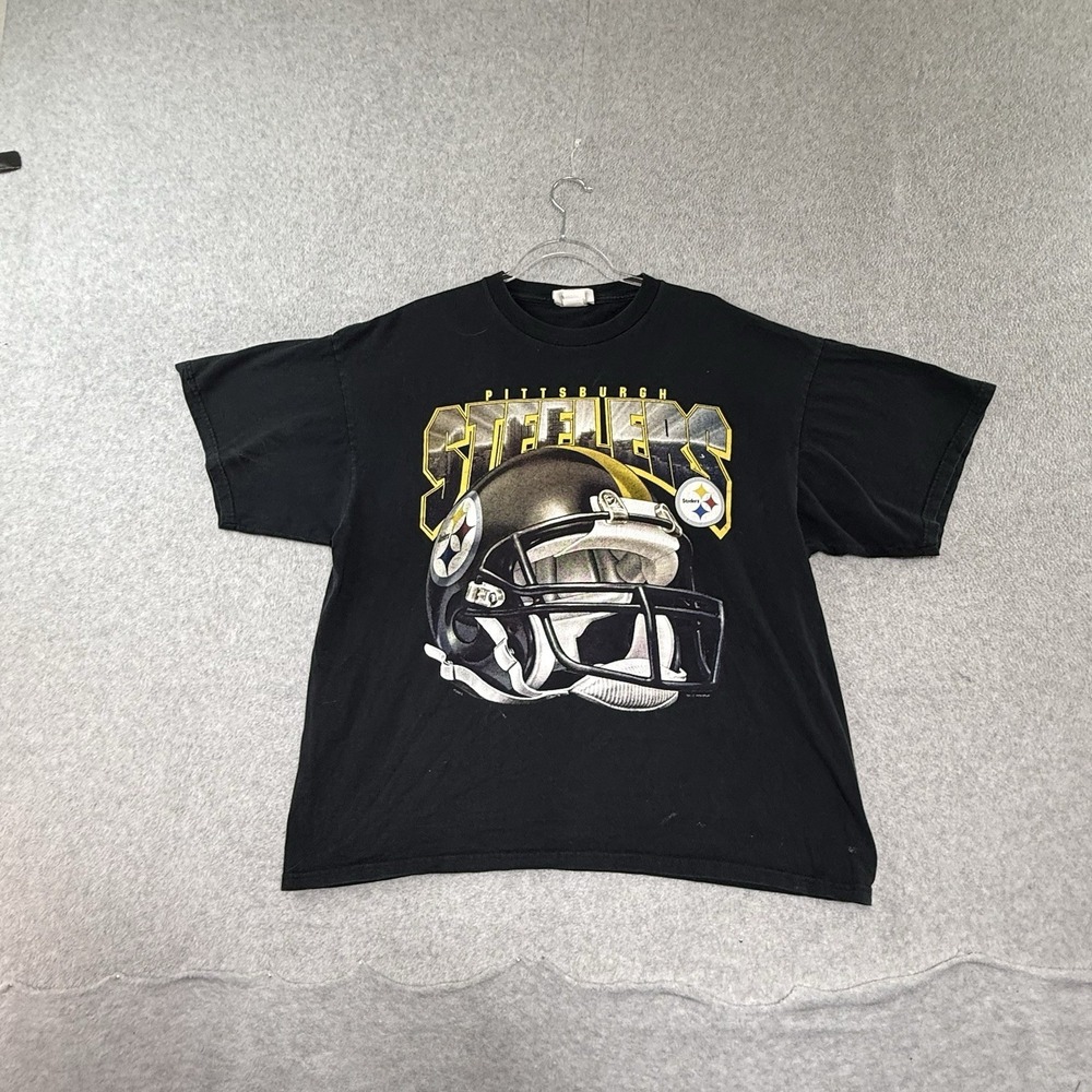 Vintage Pittsburgh Steelers Football Helmet Graphic T-Shirt 1998 Men's XL CSA